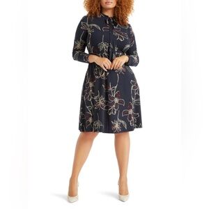 Eloquii Floral Print Long Sleeve Dress